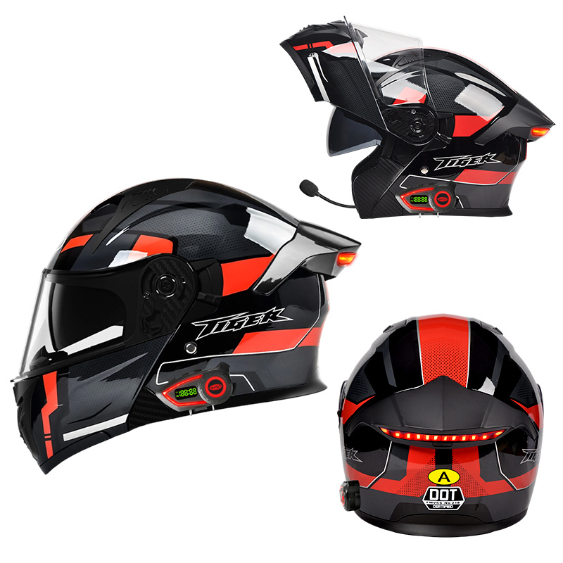 LED Intelligence Tail Light Mo - Full Face Motorcycle Helmet With Bluetooth ulasan dan harga
