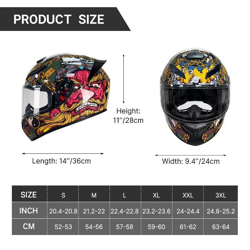 High-Definition Nezha Pattern  - Full Face Motorcycle Helmet With Bluetooth ulasan dan harga