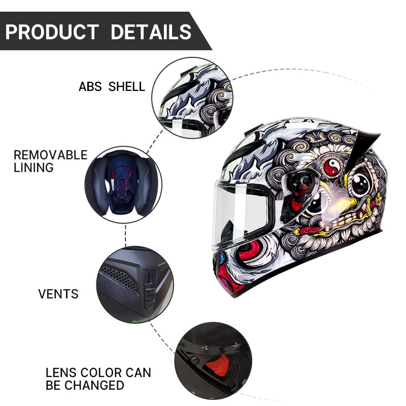 High-Definition Nezha Pattern  - Full Face Motorcycle Helmet With Bluetooth ulasan dan harga