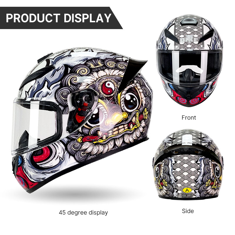 High-Definition Nezha Pattern  - Full Face Motorcycle Helmet With Bluetooth ulasan dan harga
