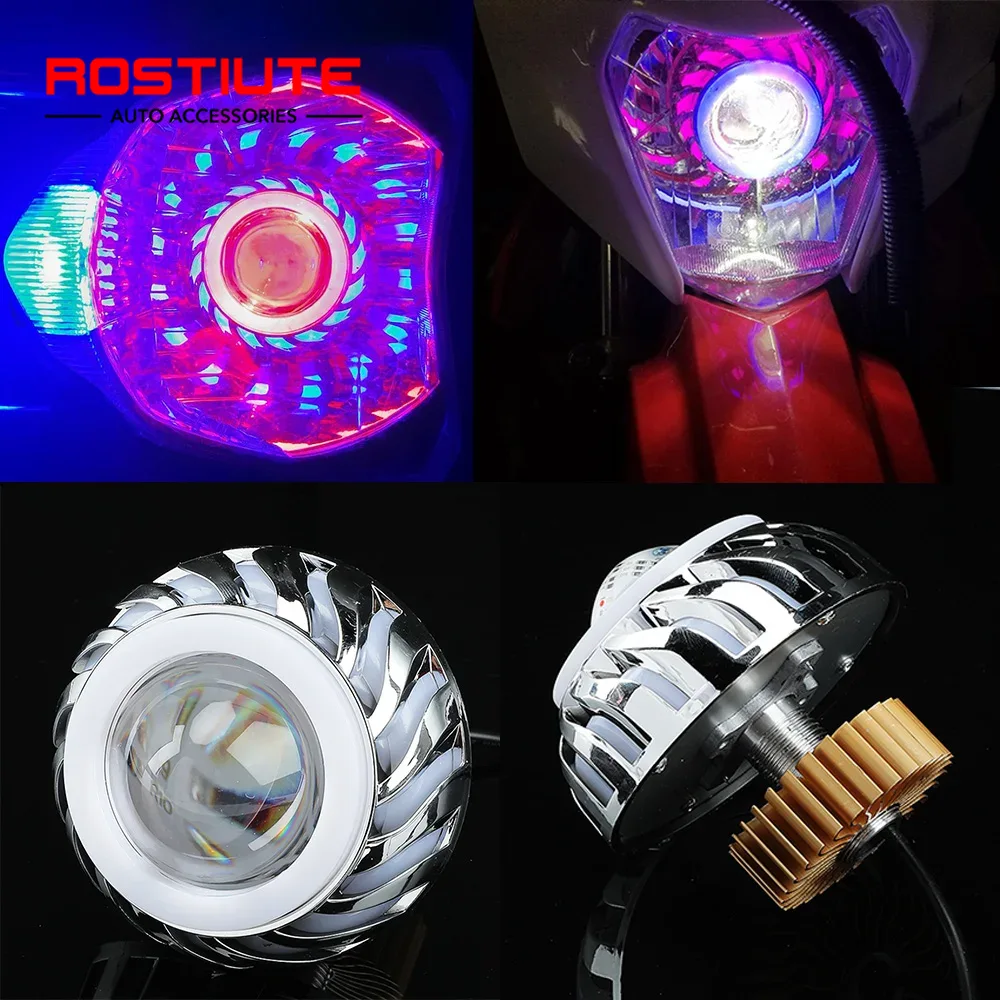 High/Low Beam Double Angel Eye - Universal Motorcycle Led Headlight Projector ulasan dan harga